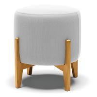 Kit 01 Poltrona E 01 Puff Cinza Base Madeira Castanho - 6