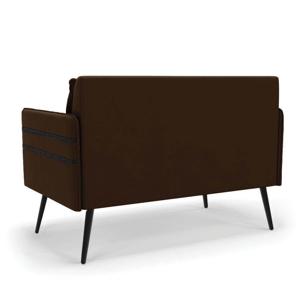 Namoradeira 02 Lugares Mari Suede Pés Palito De Ferro Marrom - 5