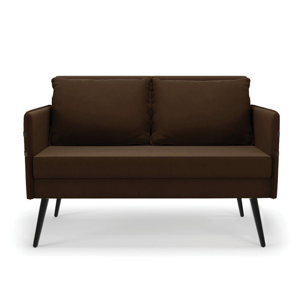 Namoradeira 02 Lugares Mari Suede Pés Palito De Ferro Marrom - 7