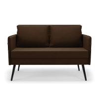 Namoradeira 02 Lugares Mari Suede Pés Palito De Ferro Marrom - 7