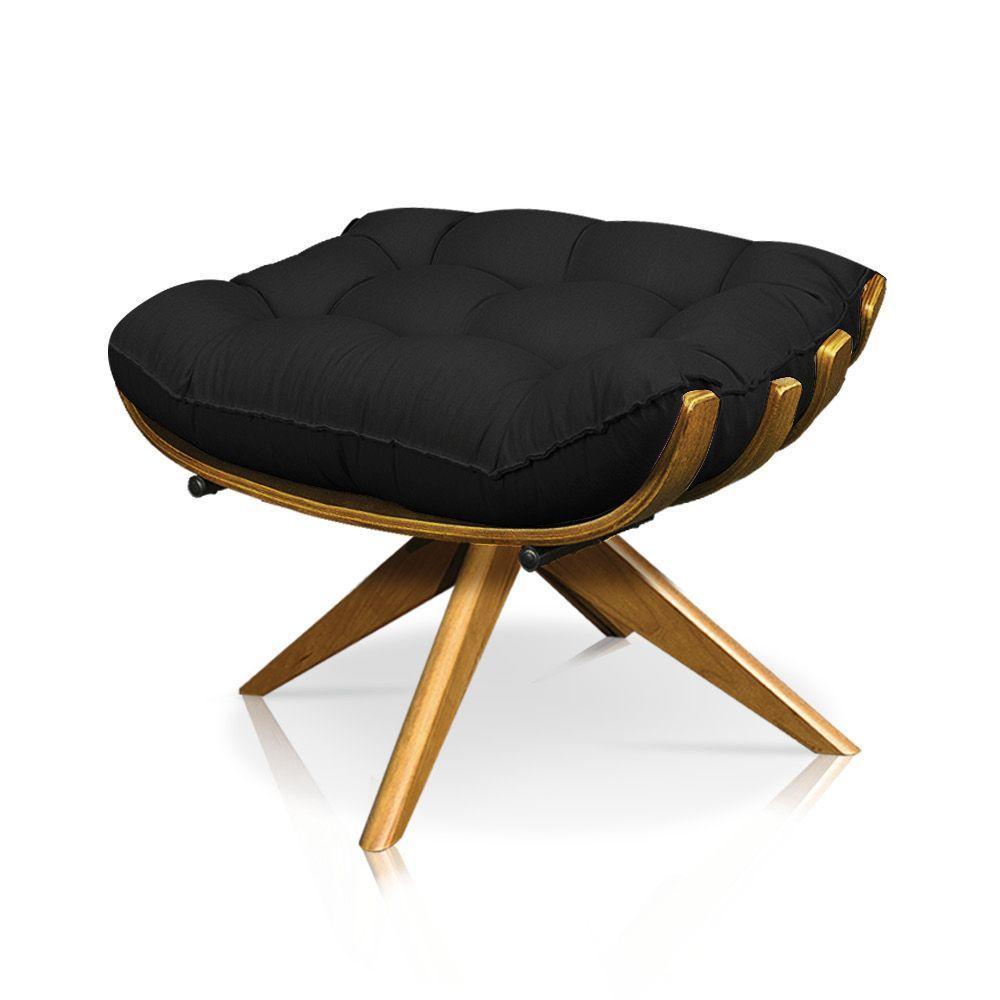 Kit Poltrona Costela Com Puff Giratória Linho Preto - 4