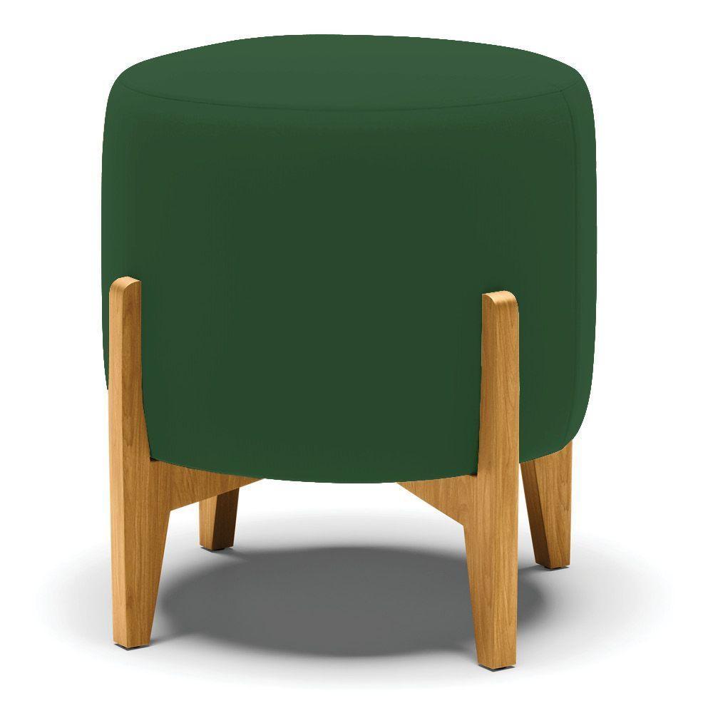 Kit 01 Poltrona E 01 Puff Verde Base Madeira Castanho - 6