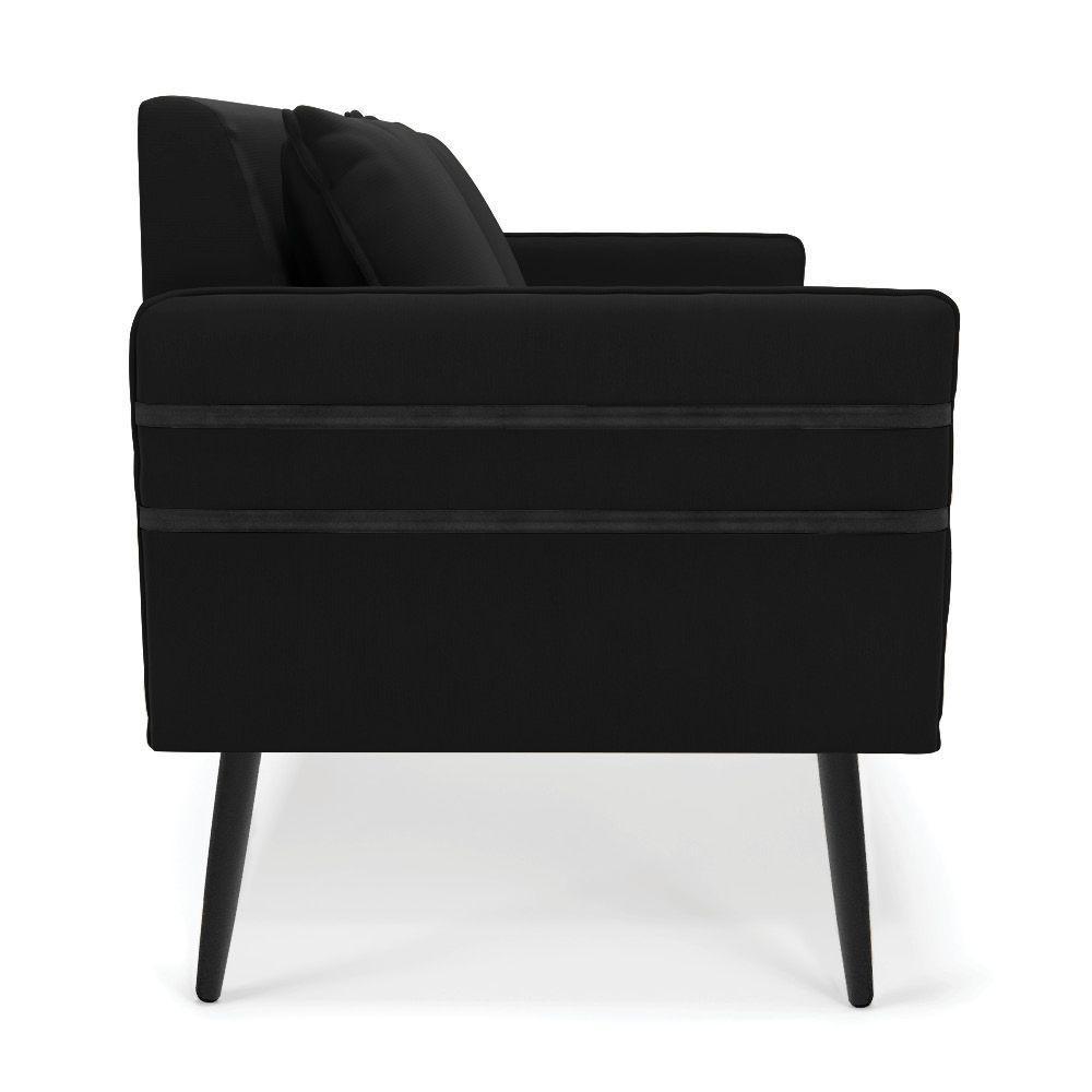 Namoradeira 02 Lugares Mari Suede Pés Palito De Ferro Preto - 6