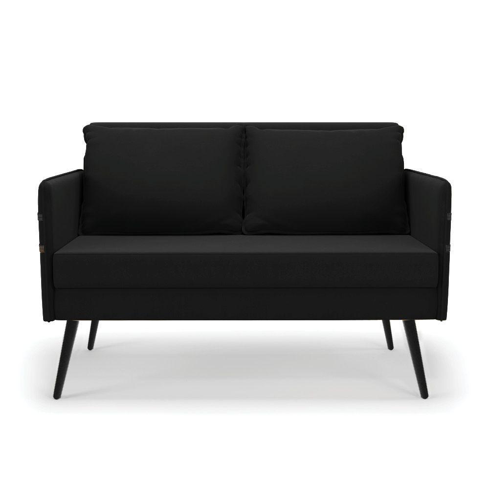 Namoradeira 02 Lugares Mari Suede Pés Palito De Ferro Preto - 7