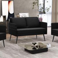 Namoradeira 02 Lugares Mari Suede Pés Palito De Ferro Preto - 8