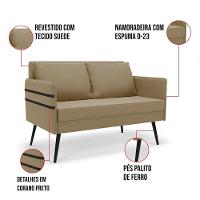 Kit 01 Namoradeira E 02 Poltronas Suede Marrom Rato - 5