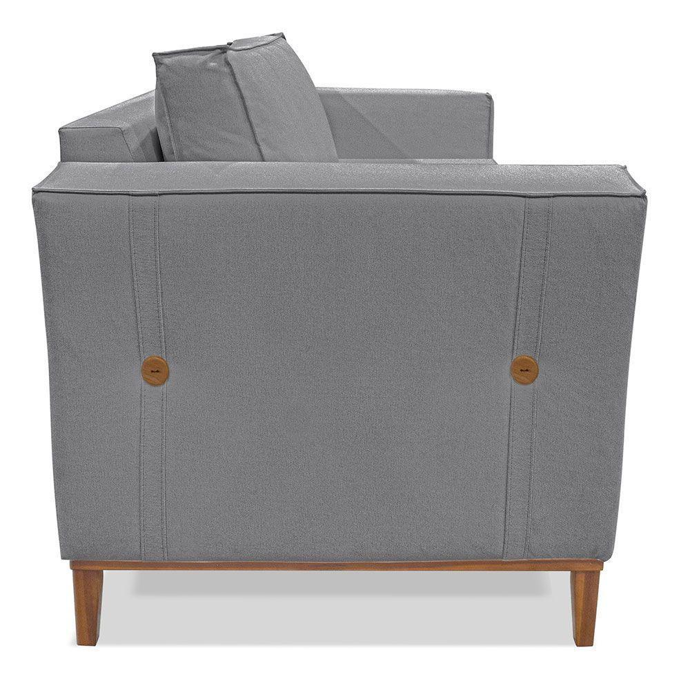 Kit 2 Poltronas Para Vega Linho Grafite Pés Castanho - 5