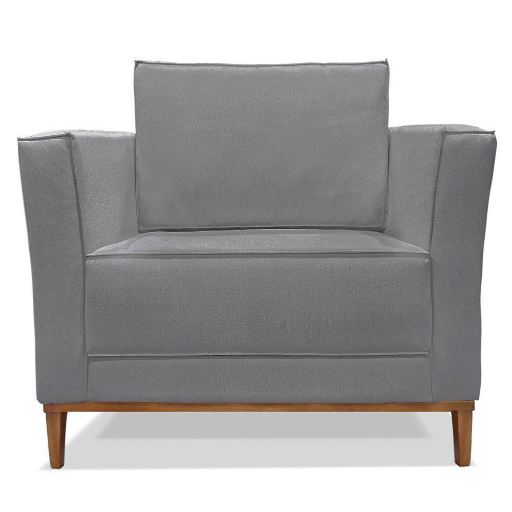 Kit 2 Poltronas Para Vega Linho Grafite Pés Castanho - 7