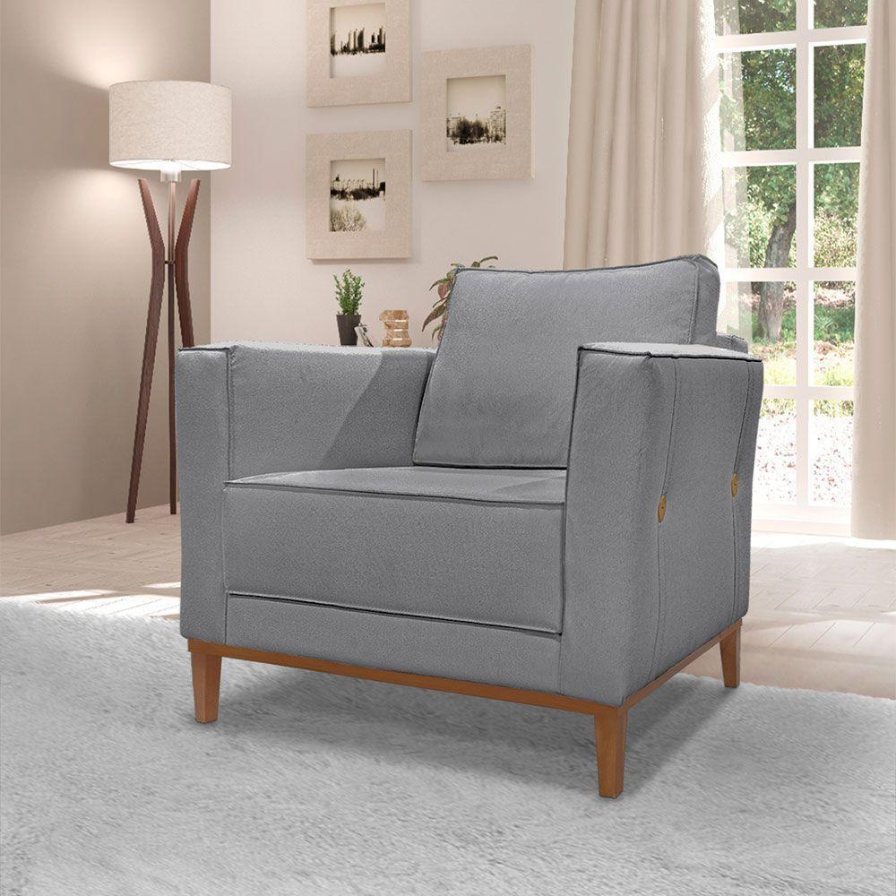 Kit 2 Poltronas Para Vega Linho Grafite Pés Castanho - 8