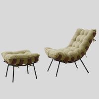 Poltrona Costela Com Puff- Bege-Gatmagazine