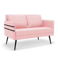 Namoradeira 02 Lugares Mari Suede De Ferro Rosa Bebê - 1