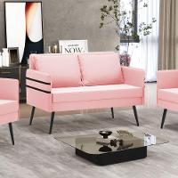 Namoradeira 02 Lugares Mari Suede De Ferro Rosa Bebê - 8