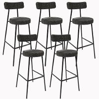 Kit 05 Banquetas Altas Estrutura Em Aço Milão Linho Chumbo - 1