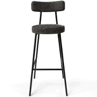 Kit 05 Banquetas Altas Estrutura Em Aço Milão Linho Chumbo