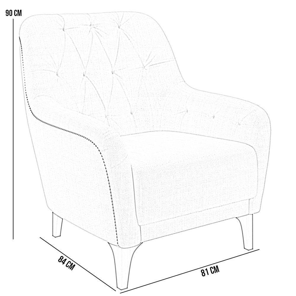 Kit 02 Poltronas Com Tachas Base Fixa Blenda M03 Cinza - 4