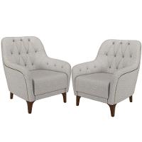 Kit 02 Poltronas Com Tachas Base Fixa Blenda M03 Cinza - 1