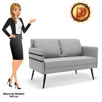 Namoradeira 02 Lugares Mari Suede Pés Palito De Ferro Cinza - 3