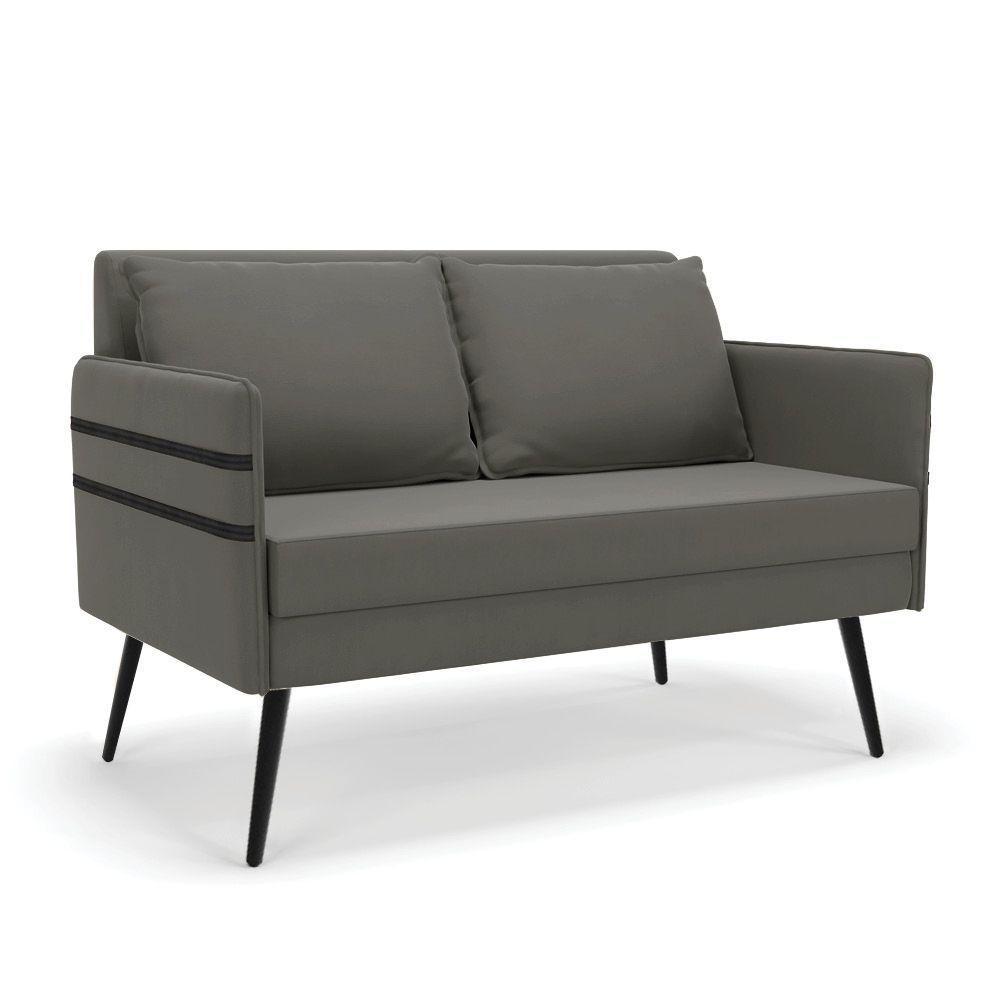 Namoradeira 02 Lugares Mari Suede De Ferro Grafite - 1