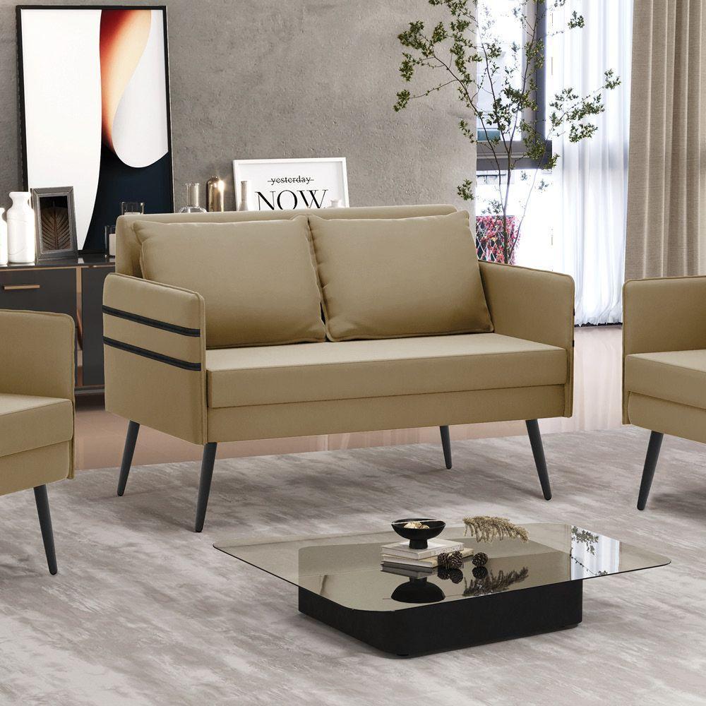 Namoradeira 02 Lugares Mari Suede De Ferro Marrom Rato - 8