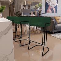 Kit 03 Banquetas Fixa Preto Veludo Verde Musgo C-303 - 8