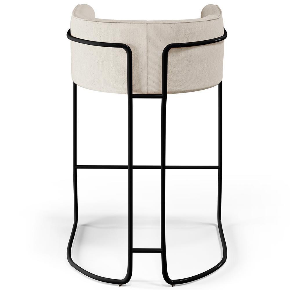 Kit 02 Banquetas Fixas Preto Linho Cru C-443 - 3