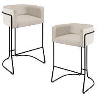 Kit 02 Banquetas Fixas Preto Linho Cru C-443 - 1