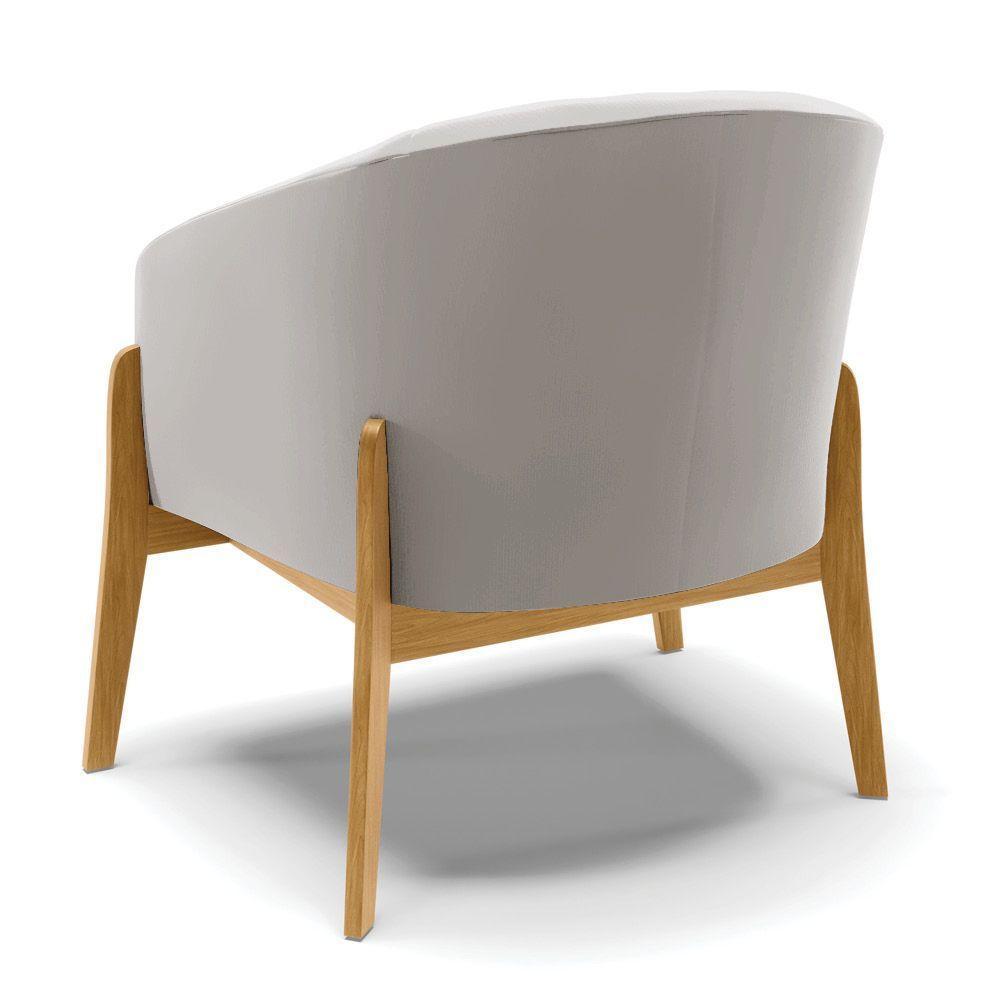 Kit 02 Poltronas Stella Veludo Cinza Base Madeira Castanho - 5