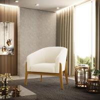 Kit 02 Poltronas Stella Veludo Base Madeira Castanho - D'rossi Cor Bege - 8