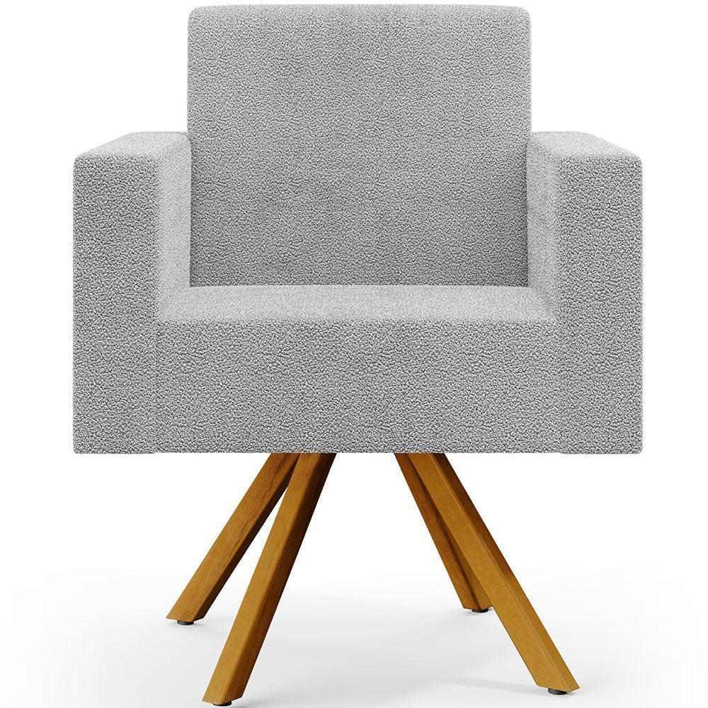 Kit 02 Poltronas Giratórias Base De Madeira Helô L02 Cinza - 2