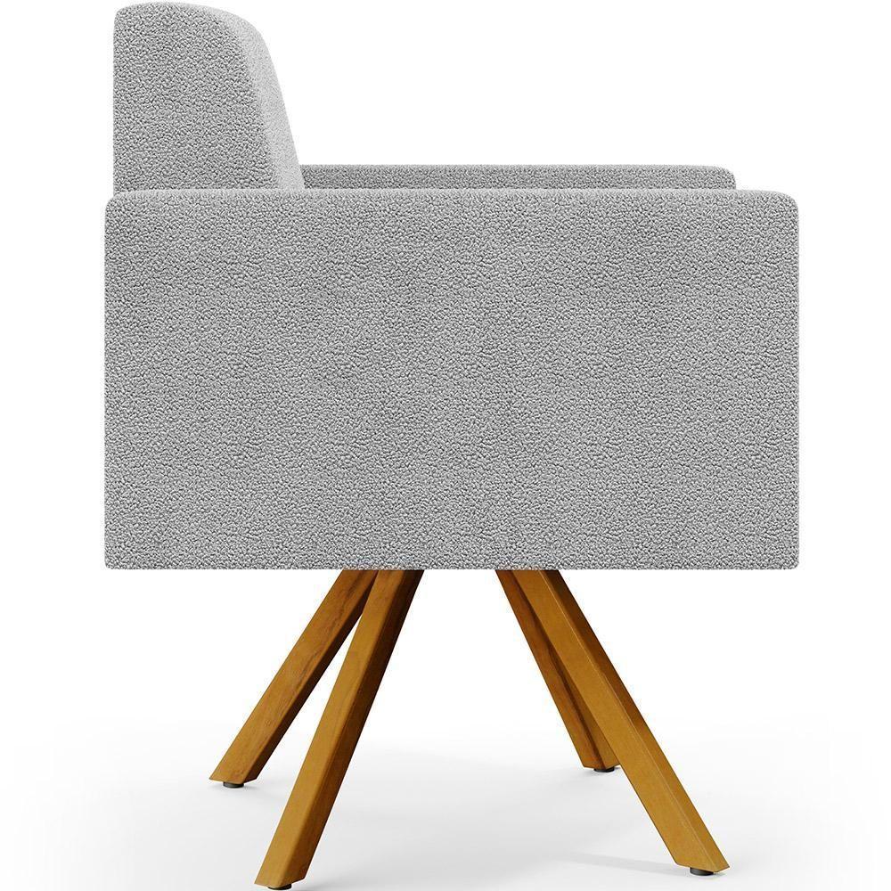 Kit 02 Poltronas Giratórias Base De Madeira Helô L02 Cinza - 3