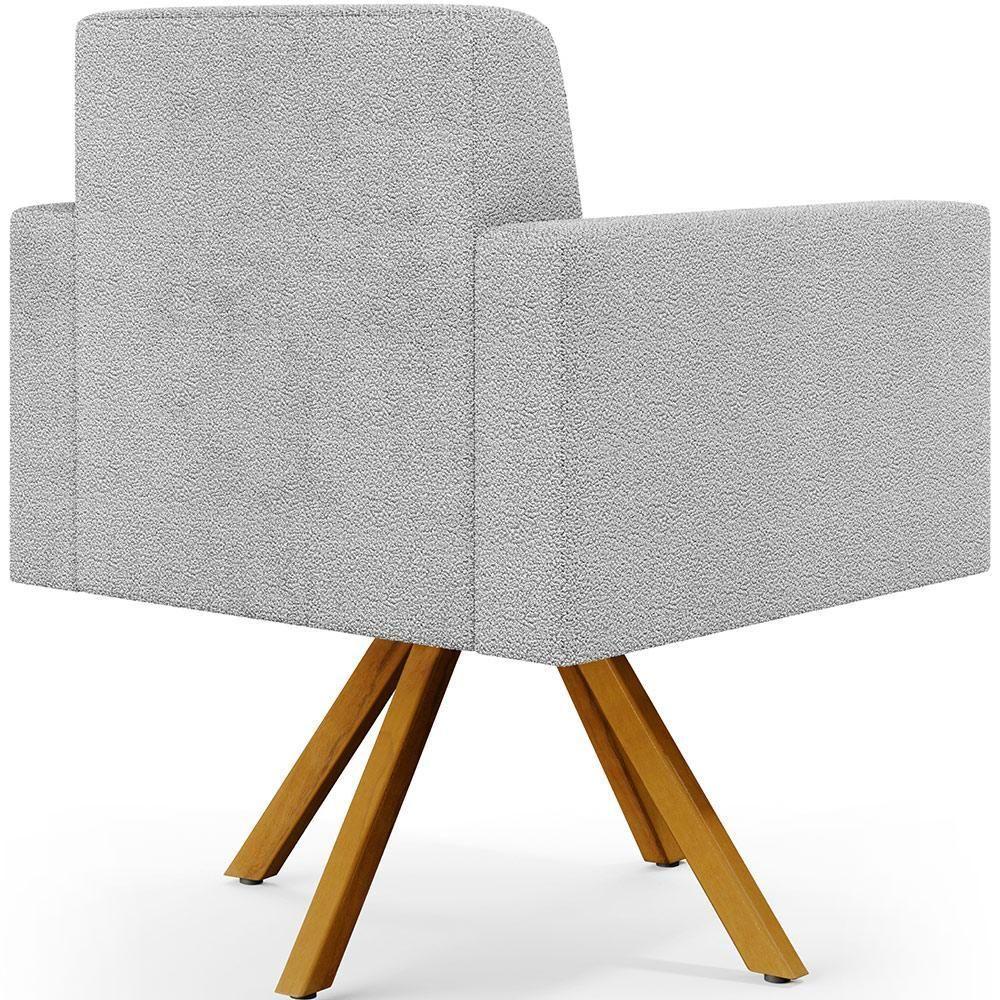 Kit 02 Poltronas Giratórias Base De Madeira Helô L02 Cinza - 4