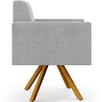 Kit 02 Poltronas Giratórias Base De Madeira Helô L02 Cinza - 5