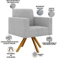 Kit 02 Poltronas Giratórias Base De Madeira Helô L02 Cinza - 10
