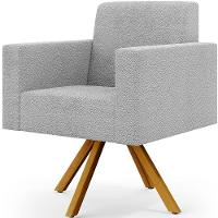 Kit 02 Poltronas Giratórias Base De Madeira Helô L02 Cinza - 13