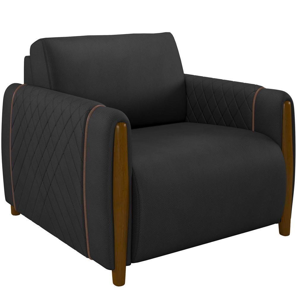 Kit 02 Poltronas Fixa Flora M03 Preto - 7