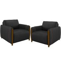 Kit 02 Poltronas Fixa Flora M03 Preto - 1