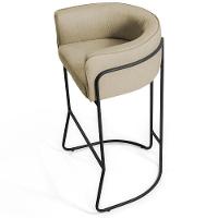 Kit 03 Banquetas Fixa Preto Linho Bege - 5