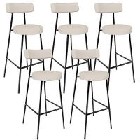 Kit 05 Banquetas Altas Estrutura Em Aço Milão Linho Bege - 1