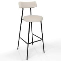 Kit 05 Banquetas Altas Estrutura Em Aço Milão Linho Bege - 7