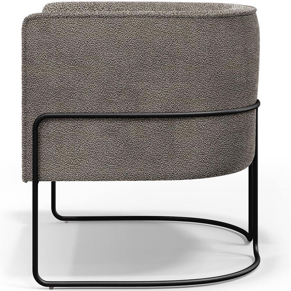 Kit 02 Poltronas Fixa Base Aço Preto Betina D02 Bouclê Bege - 3