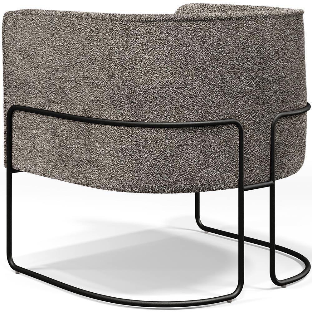 Kit 02 Poltronas Fixa Base Aço Preto Betina D02 Bouclê Bege - 4