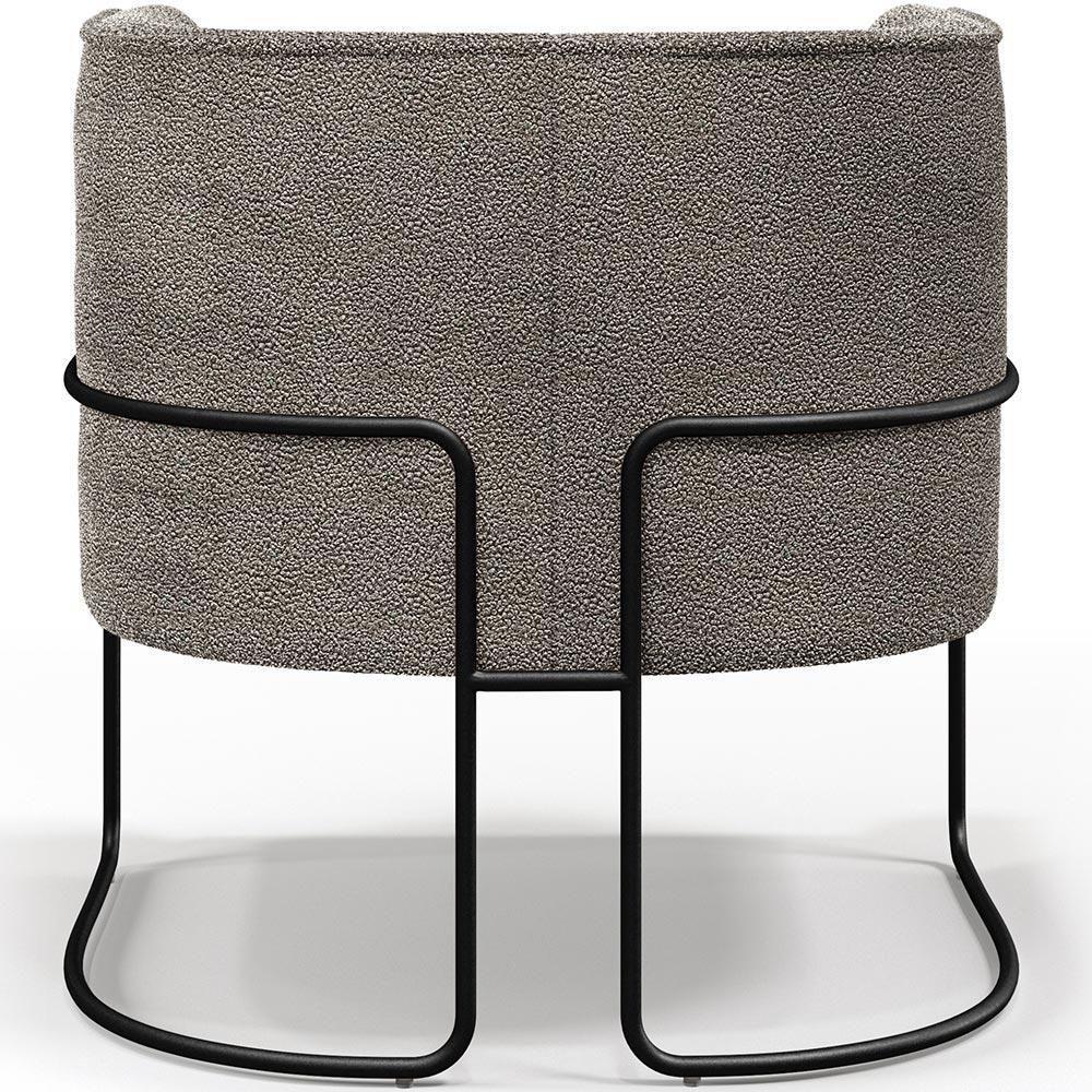 Kit 02 Poltronas Fixa Base Aço Preto Betina D02 Bouclê Bege - 6