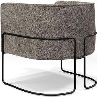 Kit 02 Poltronas Fixa Base Aço Preto Betina D02 Bouclê Bege