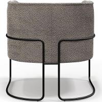 Kit 02 Poltronas Fixa Base Aço Preto Betina D02 Bouclê Bege - 6