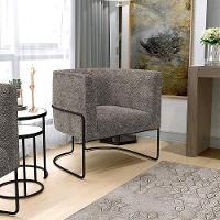 Kit 02 Poltronas Fixa Base Aço Preto Betina D02 Bouclê Bege - 8