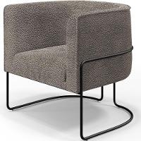 Kit 02 Poltronas Fixa Base Aço Preto Betina D02 Bouclê Bege - 9