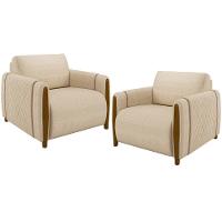 Kit 02 Poltronas Base Fixa Flora M03 Bege - 1