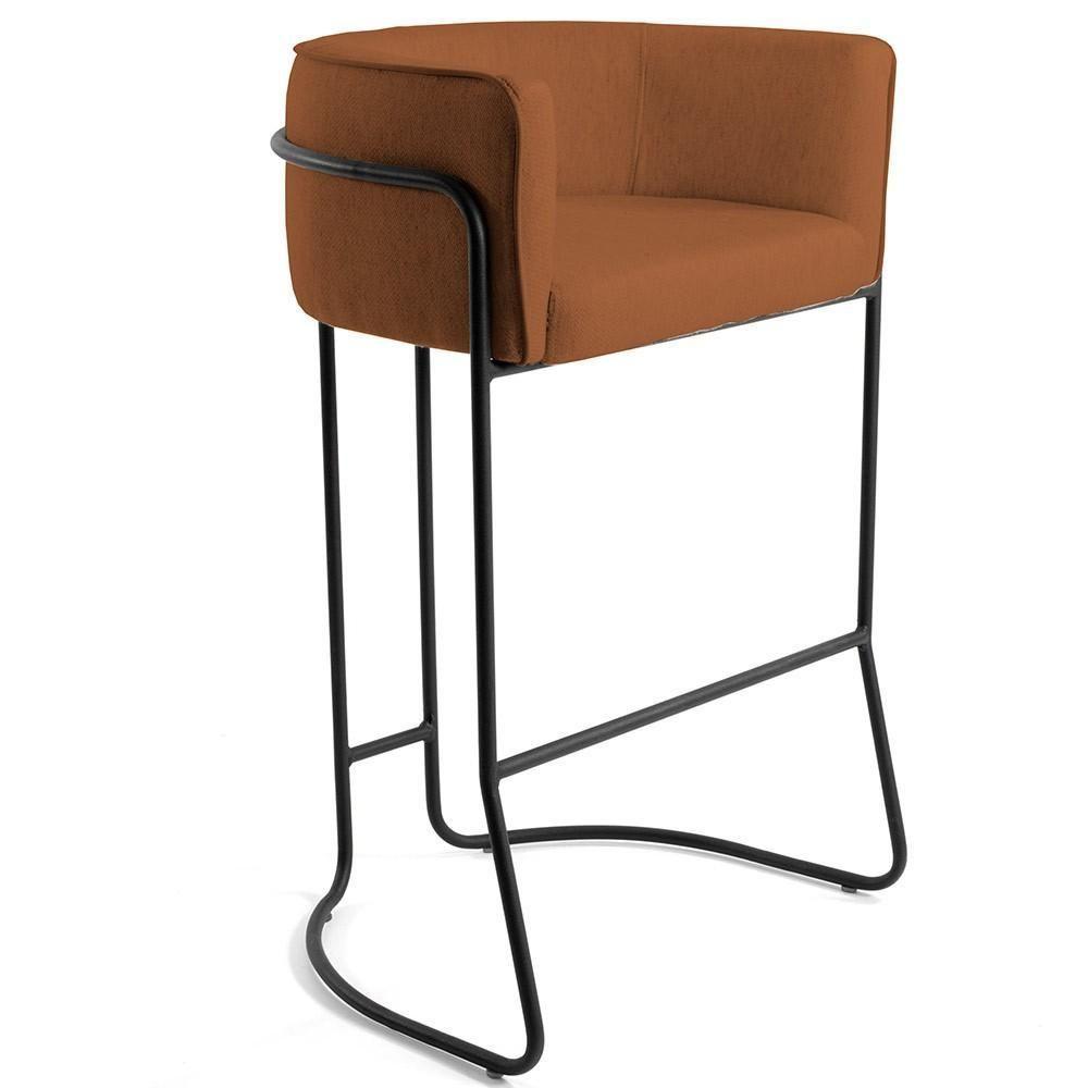 Kit 02 Banquetas Fixa Preto Veludo Telha C-262 - 7