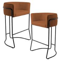 Kit 02 Banquetas Fixa Preto Veludo Telha C-262 - 1