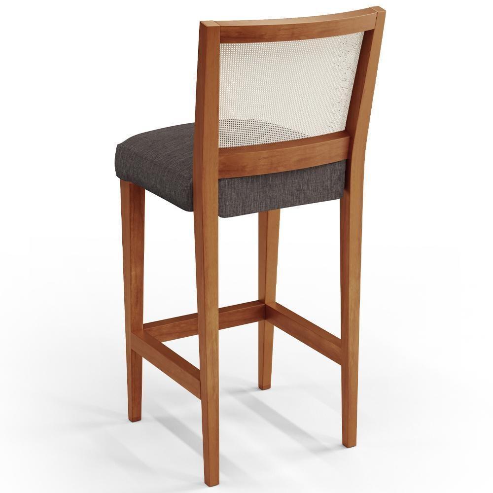 Kit 02 Banquetas Alta Branco Linho Cinza Escuro - 2